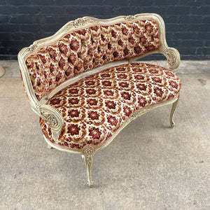 French Provincial Style Carved Wood Sofa Love Seat, c.1960’s