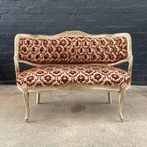 French Provincial Style Carved Wood Sofa Love Seat, c.1960’s