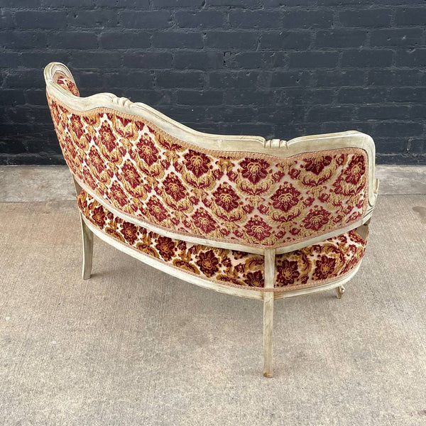 French Provincial Style Carved Wood Sofa Love Seat, c.1960’s