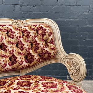 French Provincial Style Carved Wood Sofa Love Seat, c.1960’s