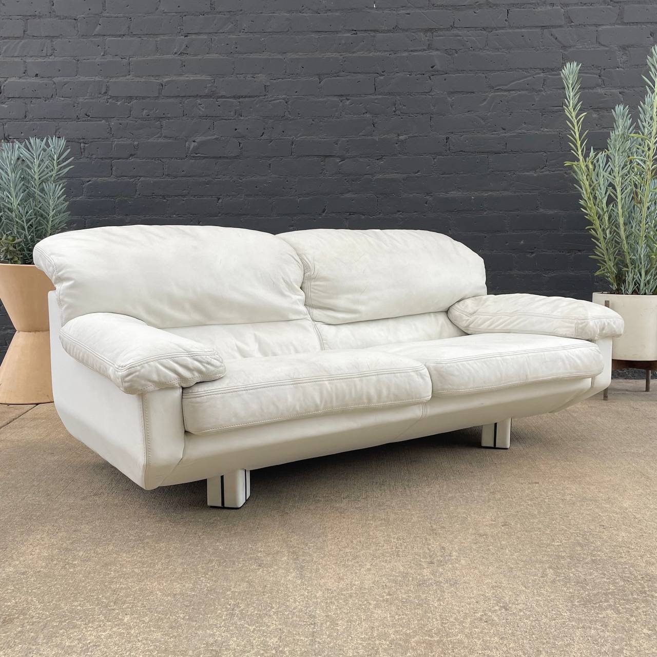 Italian Mid Century Modern Leather Sofa