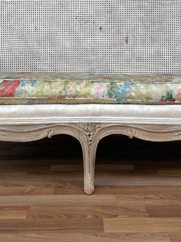 Antique French Louis XVI Style Painted And Caned Settee, c.1920’s