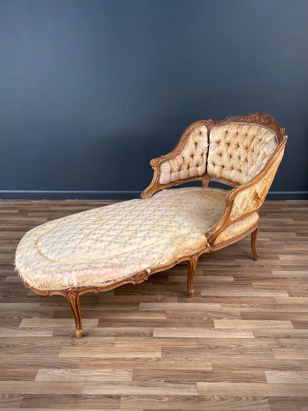 Antique French Louis XV Style Chaise Lounge, c.1940’s