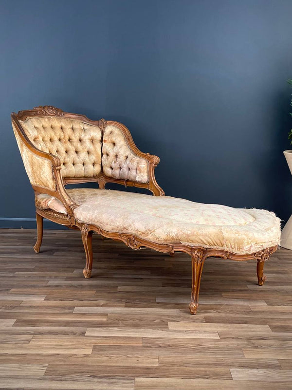 Antique French Louis XV Style Chaise Lounge, c.1940’s