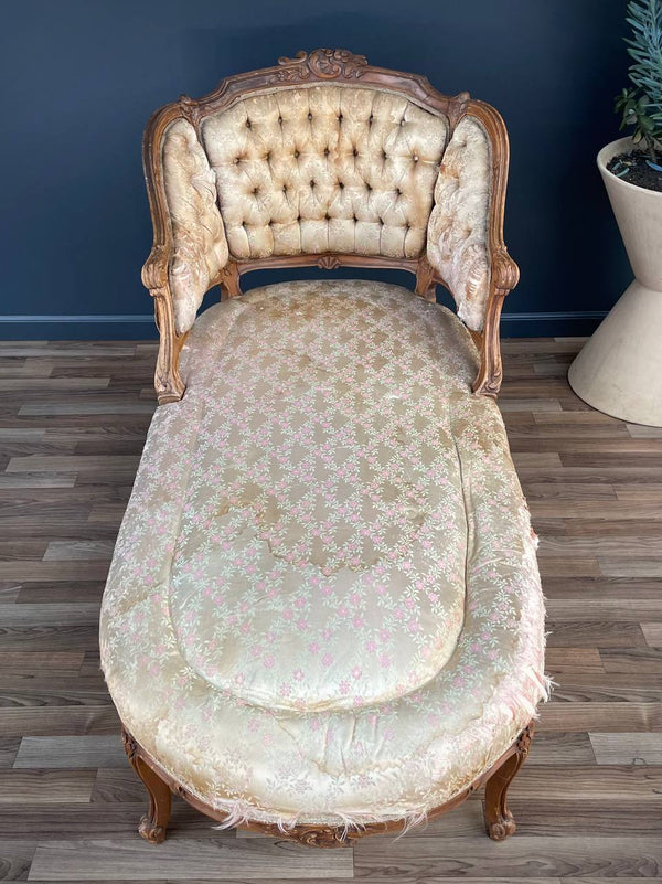 Antique French Louis XV Style Chaise Lounge, c.1940’s