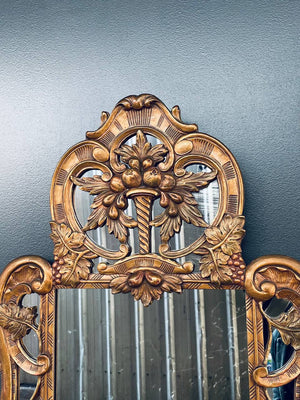 Italian Baroque Style Giltwood Mirror with a Carved Grape & Vine Motif, c.1930’s