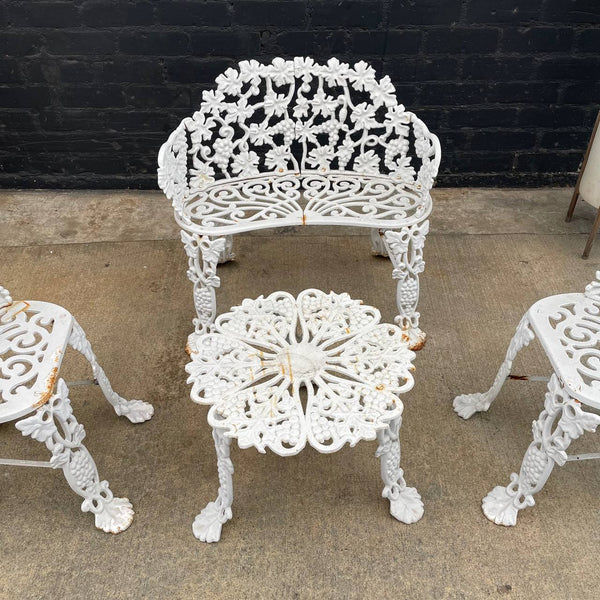 Set of Vintage Solid Iron Garden Patio Chair and Table Set, c.1970’s