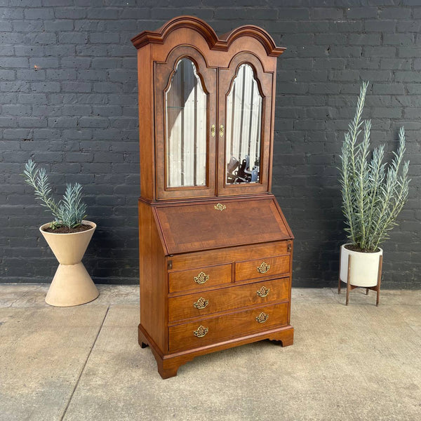 Antique Mahogany Drop-Down Secretary Desk with Glass Cabinet, c.1960’s