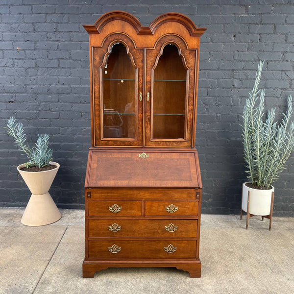 Antique Mahogany Drop-Down Secretary Desk with Glass Cabinet, c.1960’s