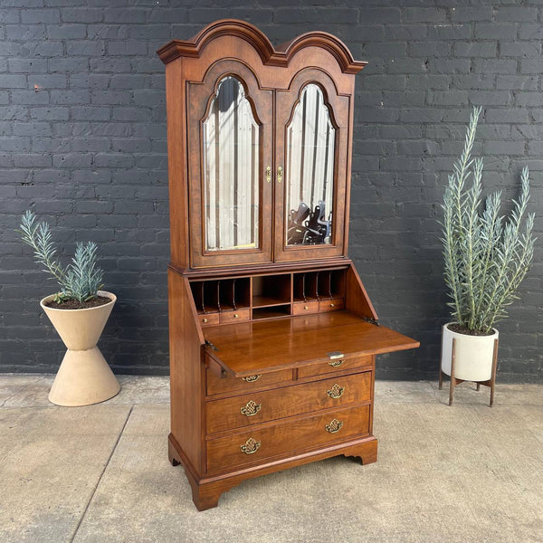 Antique Mahogany Drop-Down Secretary Desk with Glass Cabinet, c.1960’s