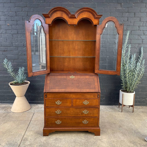 Antique Mahogany Drop-Down Secretary Desk with Glass Cabinet, c.1960’s