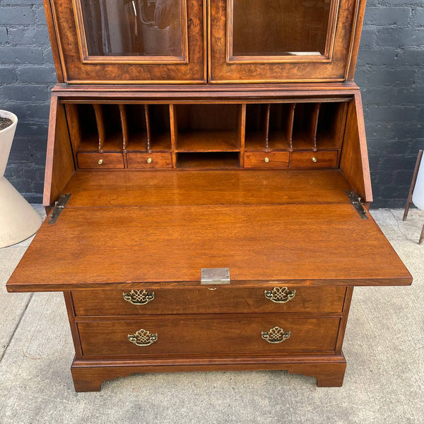 Antique Mahogany Drop-Down Secretary Desk with Glass Cabinet, c.1960’s