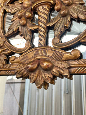 Italian Baroque Style Giltwood Mirror with a Carved Grape & Vine Motif, c.1930’s