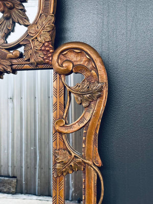 Italian Baroque Style Giltwood Mirror with a Carved Grape & Vine Motif, c.1930’s