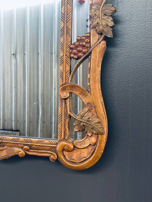 Italian Baroque Style Giltwood Mirror with a Carved Grape & Vine Motif, c.1930’s