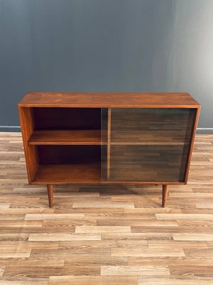 Mid-Century Modern Walnut Bookcase with Glass Doors, c.1950’s