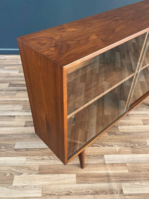 Mid-Century Modern Walnut Bookcase with Glass Doors, c.1950’s