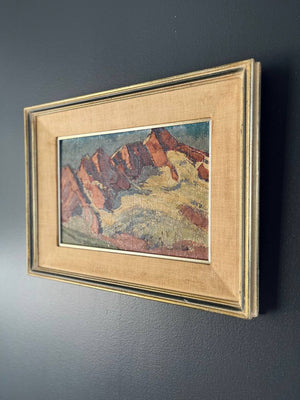 Antique Impressionist Mountain Hills Landscape Oil Painting, Switzerland
