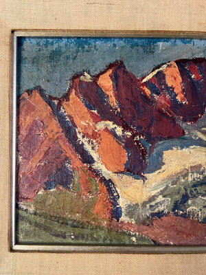 Antique Impressionist Mountain Hills Landscape Oil Painting, Switzerland