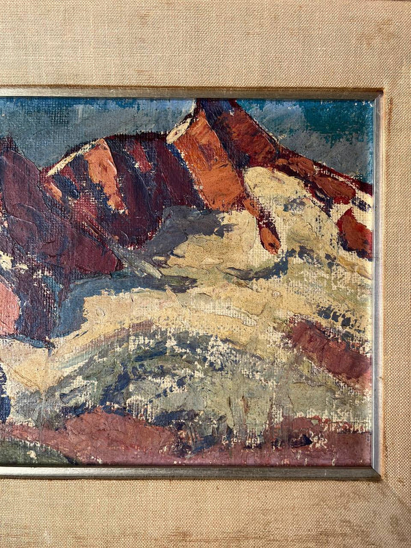 Antique Impressionist Mountain Hills Landscape Oil Painting, Switzerland