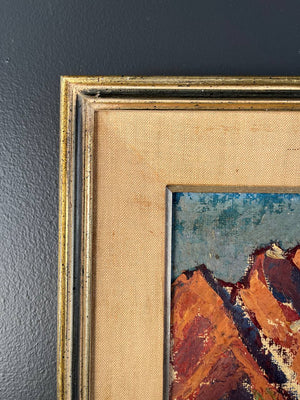 Antique Impressionist Mountain Hills Landscape Oil Painting, Switzerland