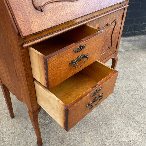 American Antique Oak Secretary Desk with Mirror, c.1960’s