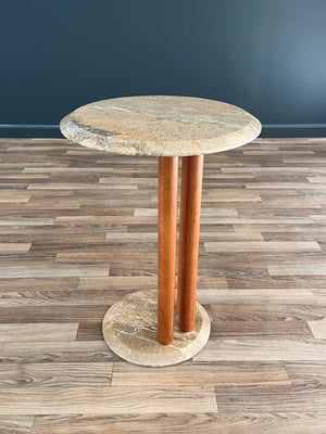 Post Modern Floating Column Style Side Table with Marble Top, c.1980’s