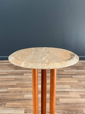 Post Modern Floating Column Style Side Table with Marble Top, c.1980’s