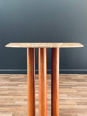 Post Modern Floating Column Style Side Table with Marble Top, c.1980’s