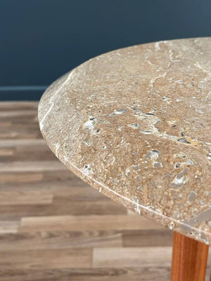 Post Modern Floating Column Style Side Table with Marble Top, c.1980’s