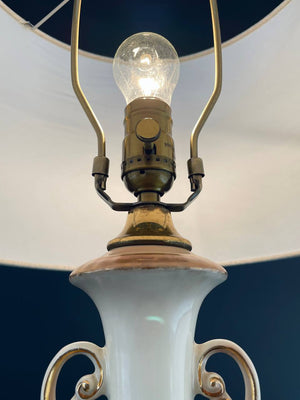 Pair of Vintage Art Victorian Hand Painted Porcelain & Gilded Table Lamps, c.1950’s