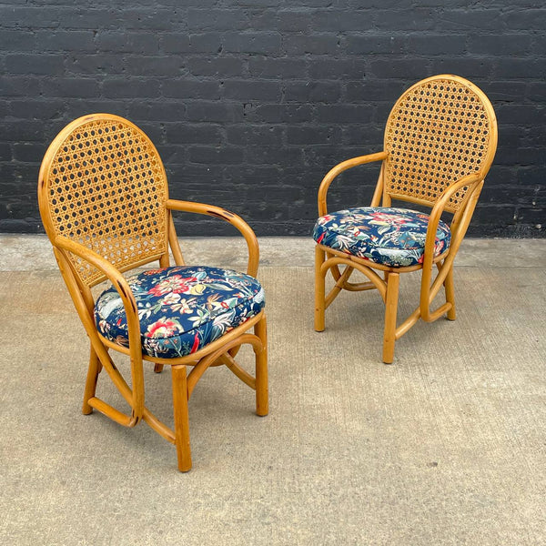 Set of 8 Vintage Bamboo Rattan Wicker Dining Chairs, c.1960’s