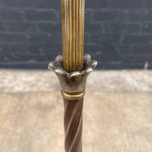 Antique Brass Floor Lamp with Tiffany Glass Style Shade, c.1940’s