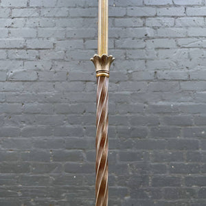 Antique Brass Floor Lamp with Tiffany Glass Style Shade, c.1940’s
