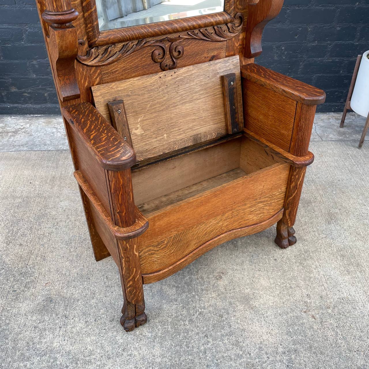 Antique Oak Dressing Mirror Stand with Claw Feet, c.1960's – Vintage Supply