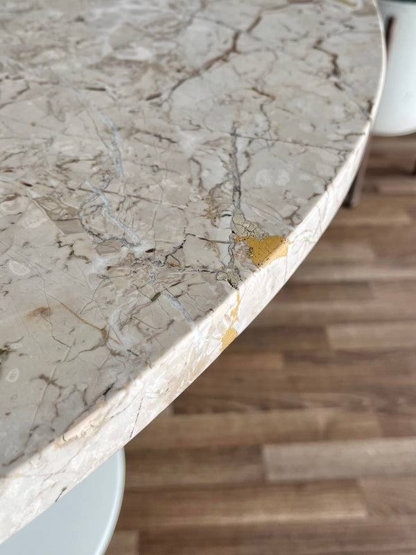 Vintage Tulip Style Dining Table with Marble Top