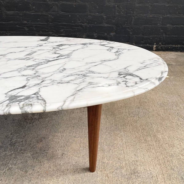 Mid-Century Modern Carrara Marble Top Oval Coffee Table, c.1960’s