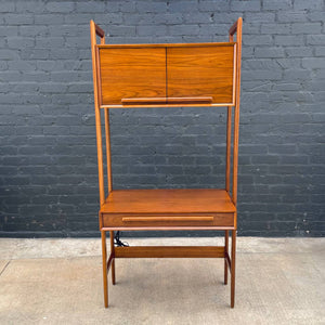 Contemporary Modern Walnut Free Standing Bookshelf Storage Unit