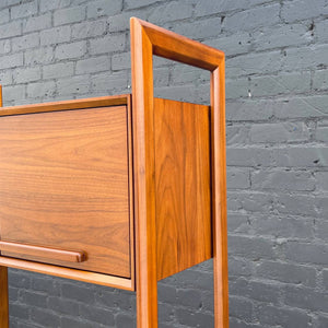 Contemporary Modern Walnut Free Standing Bookshelf Storage Unit