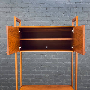 Contemporary Modern Walnut Free Standing Bookshelf Storage Unit