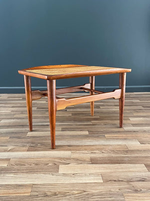 Mid-Century Modern Sculpted Walnut & Cabe Stool, c.1960’s