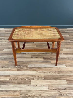 Mid-Century Modern Sculpted Walnut & Cabe Stool, c.1960’s