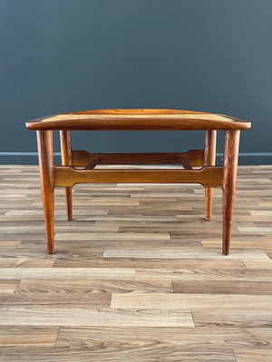 Mid-Century Modern Sculpted Walnut & Cabe Stool, c.1960’s
