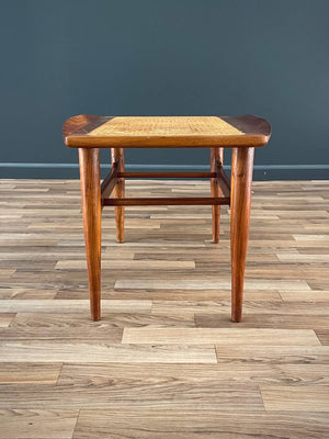 Mid-Century Modern Sculpted Walnut & Cabe Stool, c.1960’s