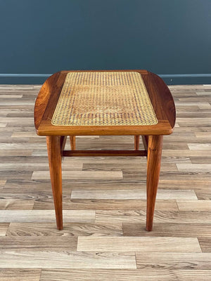 Mid-Century Modern Sculpted Walnut & Cabe Stool, c.1960’s