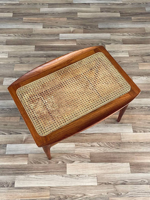 Mid-Century Modern Sculpted Walnut & Cabe Stool, c.1960’s