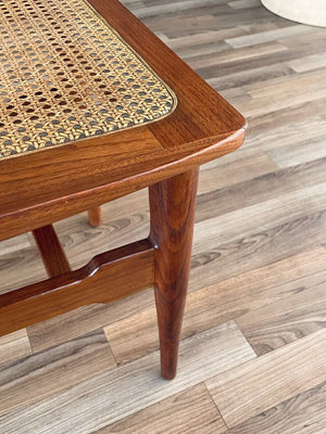 Mid-Century Modern Sculpted Walnut & Cabe Stool, c.1960’s