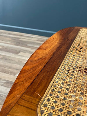 Mid-Century Modern Sculpted Walnut & Cabe Stool, c.1960’s