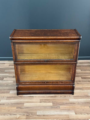 Antique Stackable Barristers Oak & Glass 2-Tier Bookcase Shelf Cabinet, c.1930’s