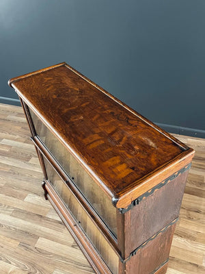 Antique Stackable Barristers Oak & Glass 2-Tier Bookcase Shelf Cabinet, c.1930’s